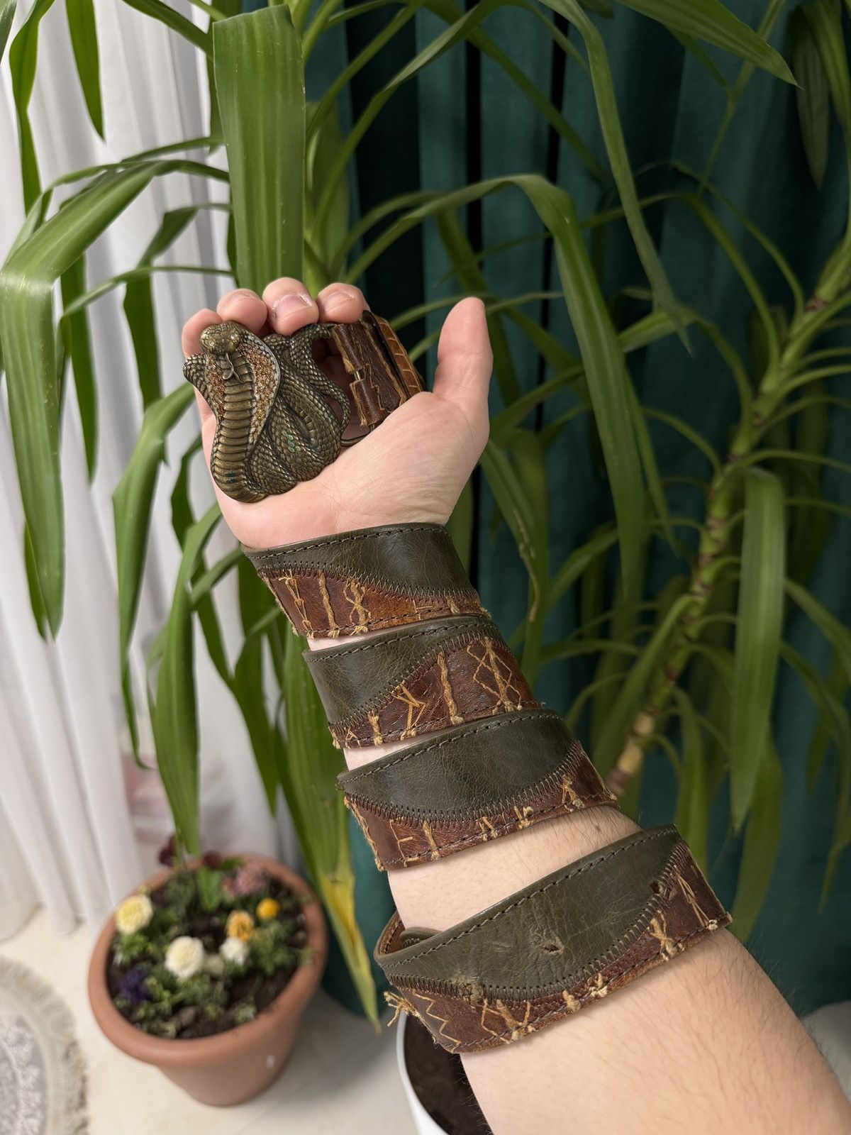 Japanese Brand Brown Snakeskin allover Y2K Belt kmrii styled Size 38 - 1 Thumbnail