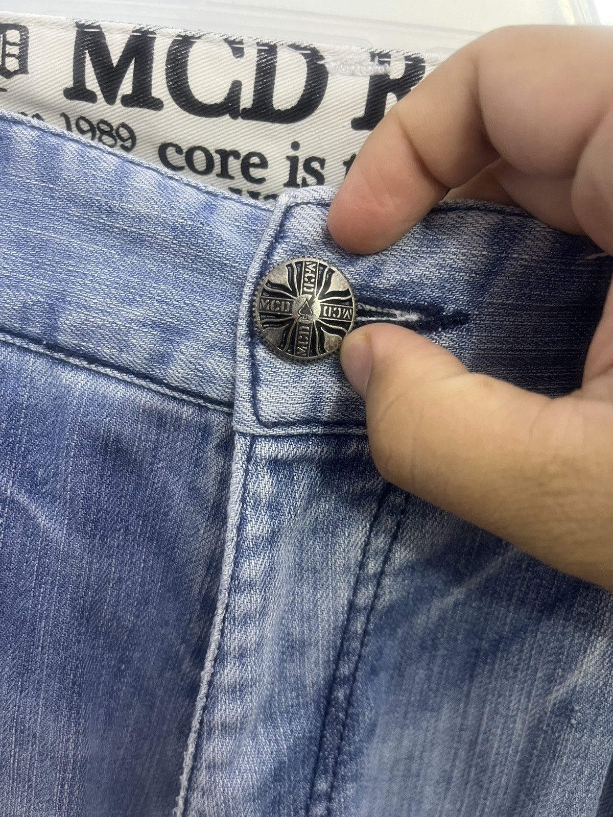 Japanese Brand MCD Hardcore Surf Punk Denim Shorts Distressed Size US 36 / EU 52 - 7 Thumbnail