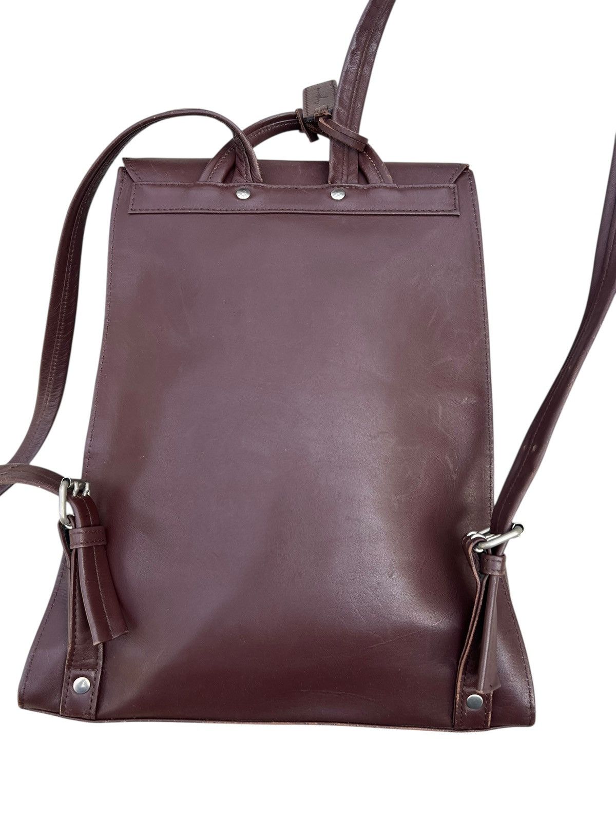 Leather Vintage Yohji Yamamoto Y’saccs Patina Leather Backpack Bag Size ONE SIZE - 10 Thumbnail