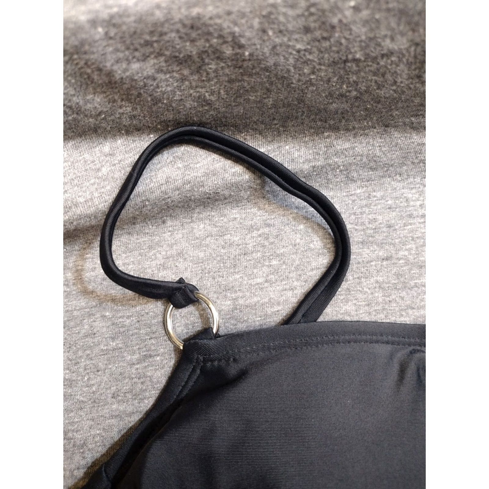 Vintage Xhilaration Bralette Bikini Top Shirt Women M Black Solid Spaghetti Adjustable Beach Tonga? Size M / US 6-8 / IT 42-44 - 7 Thumbnail