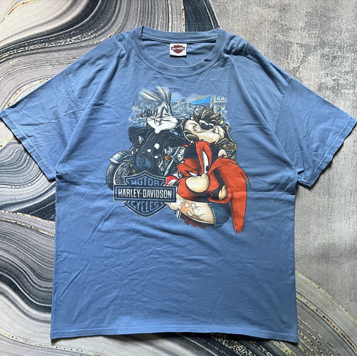 Harley Davidson Vintage Harley-Davidson x Looney Tunes T-Shirt (1990s) Blue Size US XL / EU 56 / 4 - 1 Thumbnail