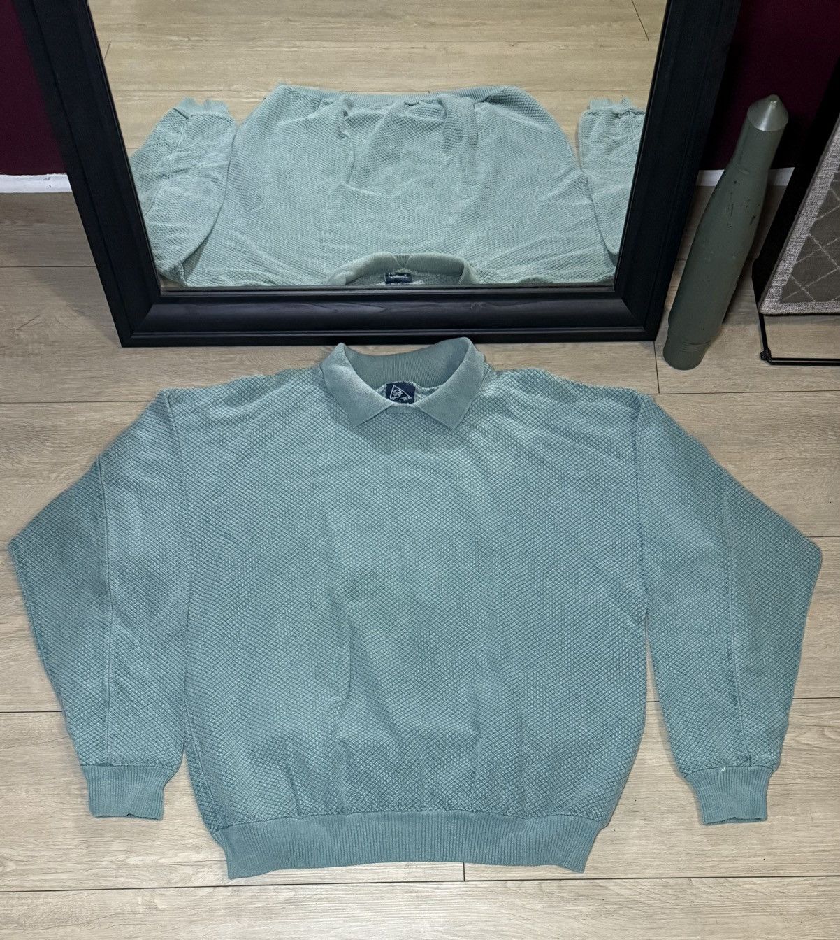 Gotcha Vintage 1990s Sea Foam Blue Thermal Waffle Weave Long Sleeve Size US XL / EU 56 / 4 - 1 Thumbnail