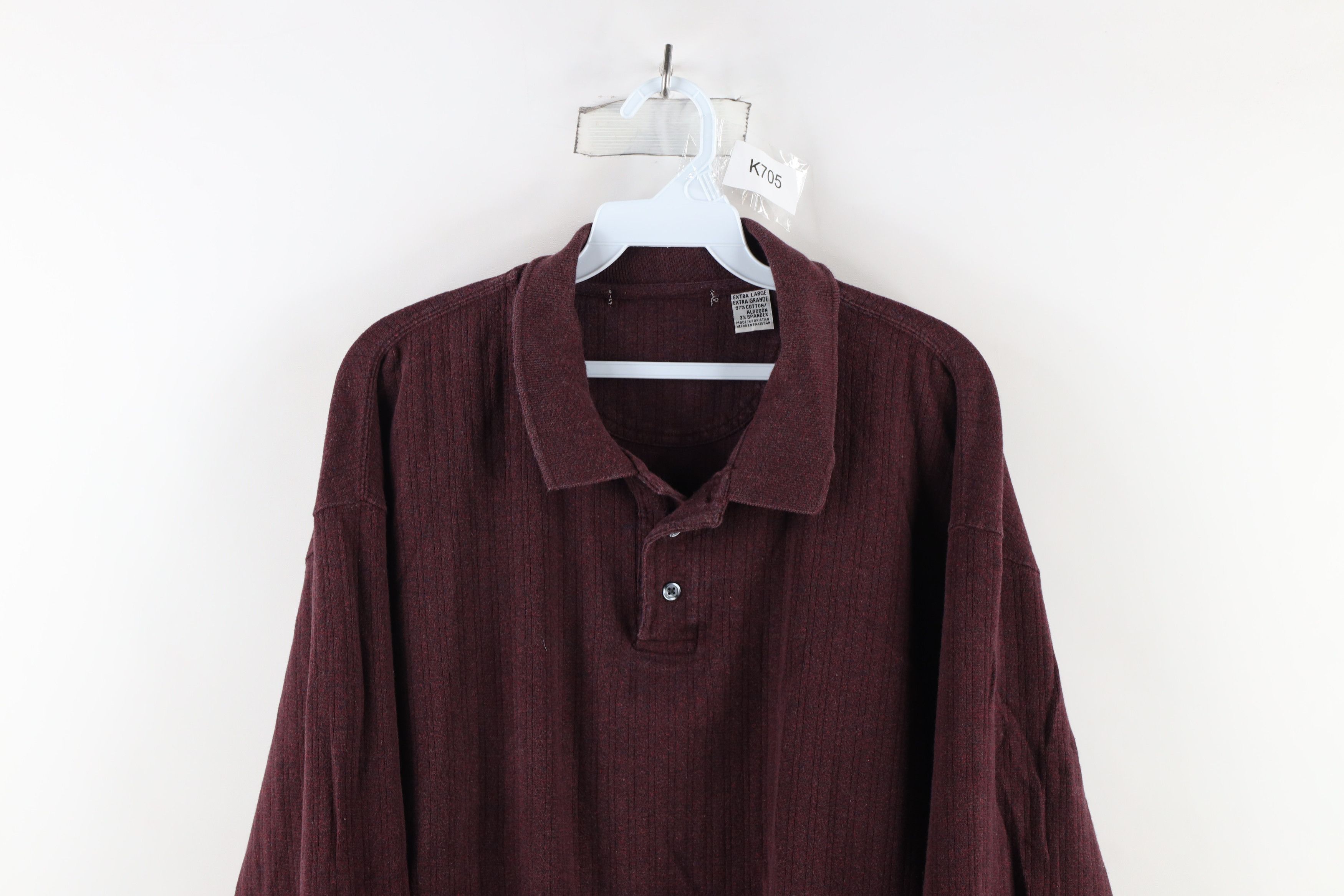 Vintage Vintage 90s Streetwear Knit Long Sleeve Rugby Polo Red Size US XL / EU 56 / 4 - 2 Thumbnail