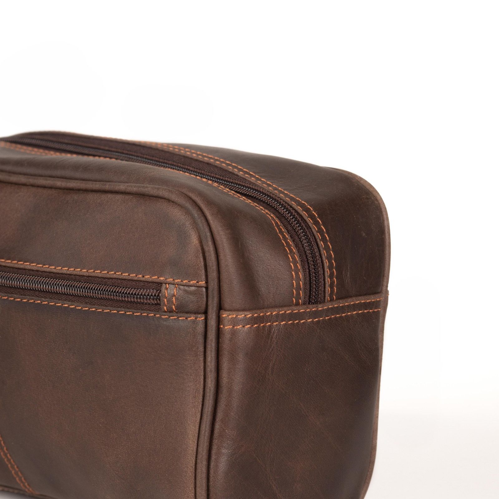 Handmade Men's New Leather Toiletry Bag Brown Size ONE SIZE - 6 Thumbnail