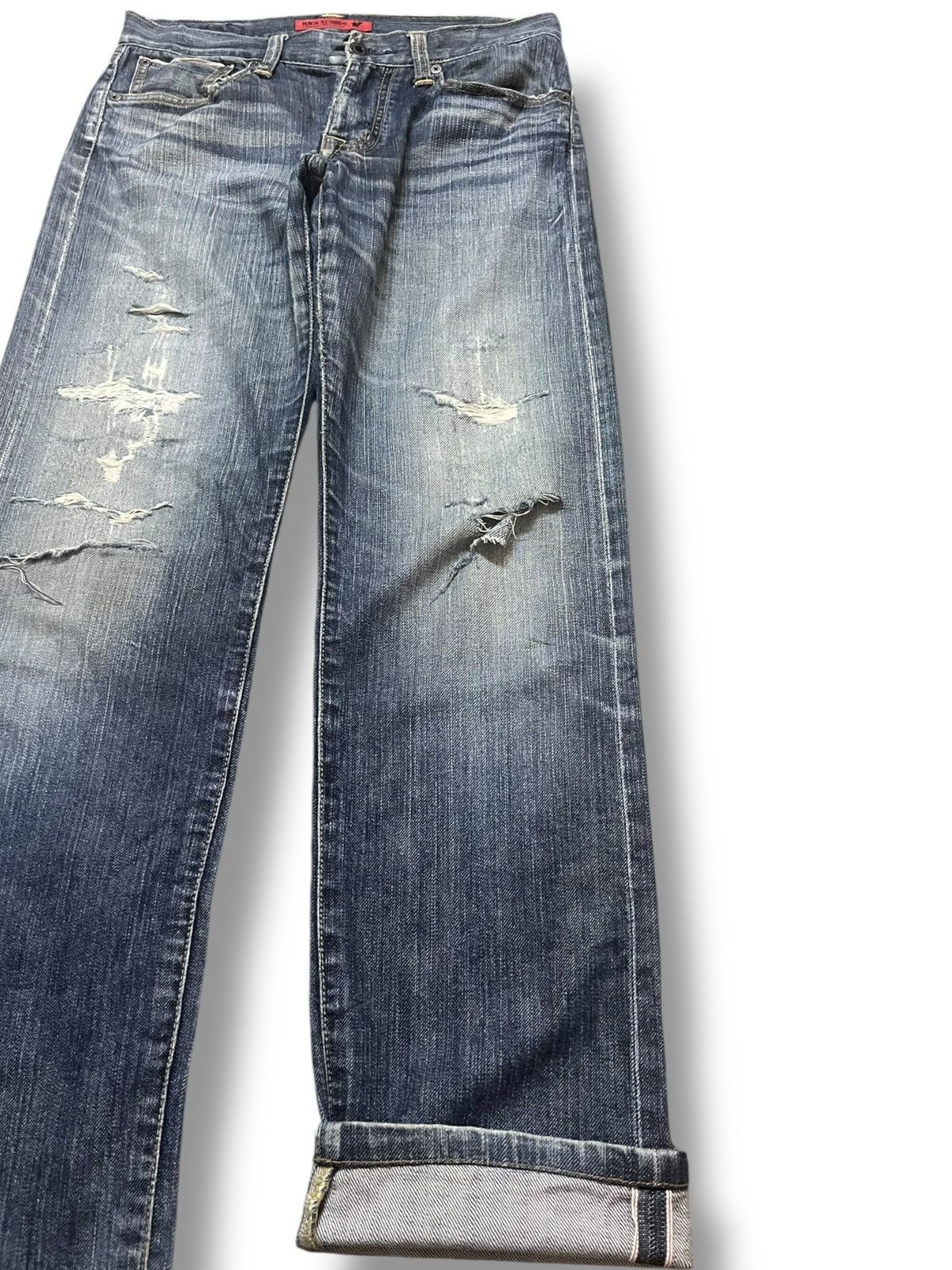 Japanese Brand Vintage Back Number Selvedge Distressed Denim Size US 29 - 4 Thumbnail