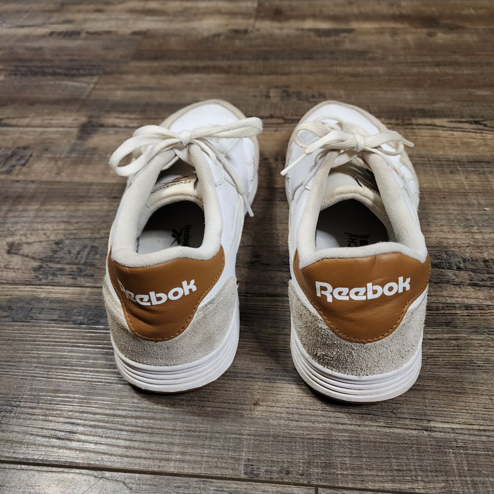 Reebok Preowned Wht & brown Reebok sneakers shoes mens sz 10.5 SH2 Size US 10.5 / EU 43-44 - 3 Thumbnail
