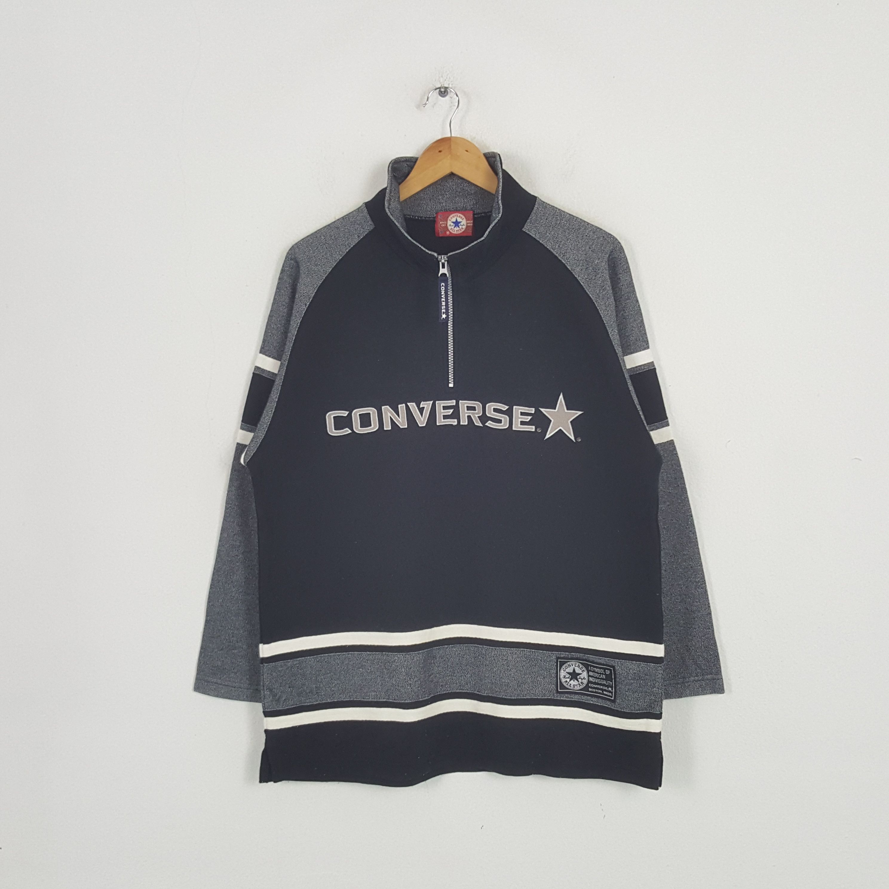Converse × Vintage Vintage Converse American Streetwear Half Zipper Sweatshirt Size US M / EU 48-50 / 2 - 1 Thumbnail