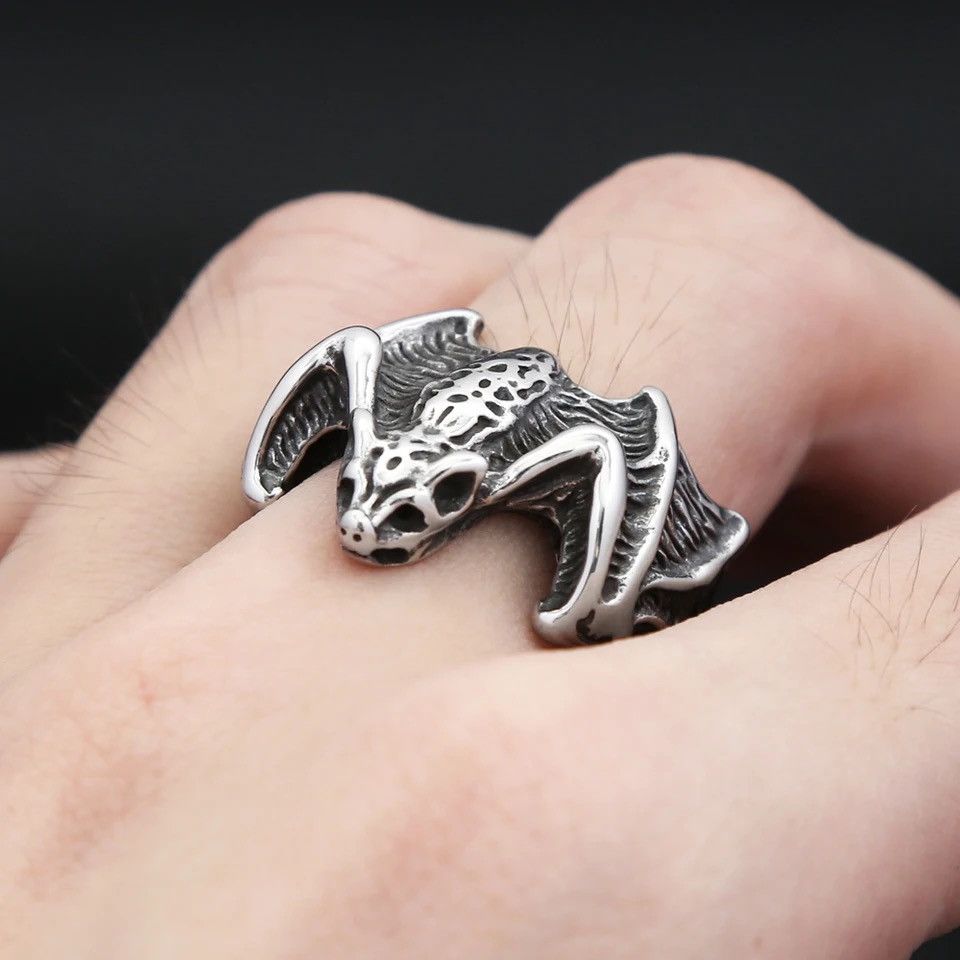 Jewelry × Vintage Gothic Vintage Stainless Steel Bat Ring Size ONE SIZE - 1 Thumbnail