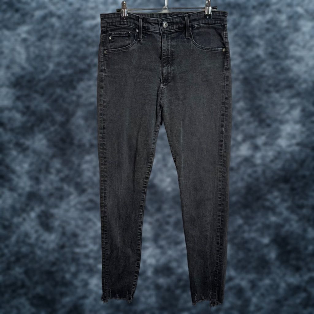 Farah AG Adriano Goldschmied The Farrah Skinny Ankle Jeans High-Rise Raw Hem Black 29R Size 29" - 1 Thumbnail