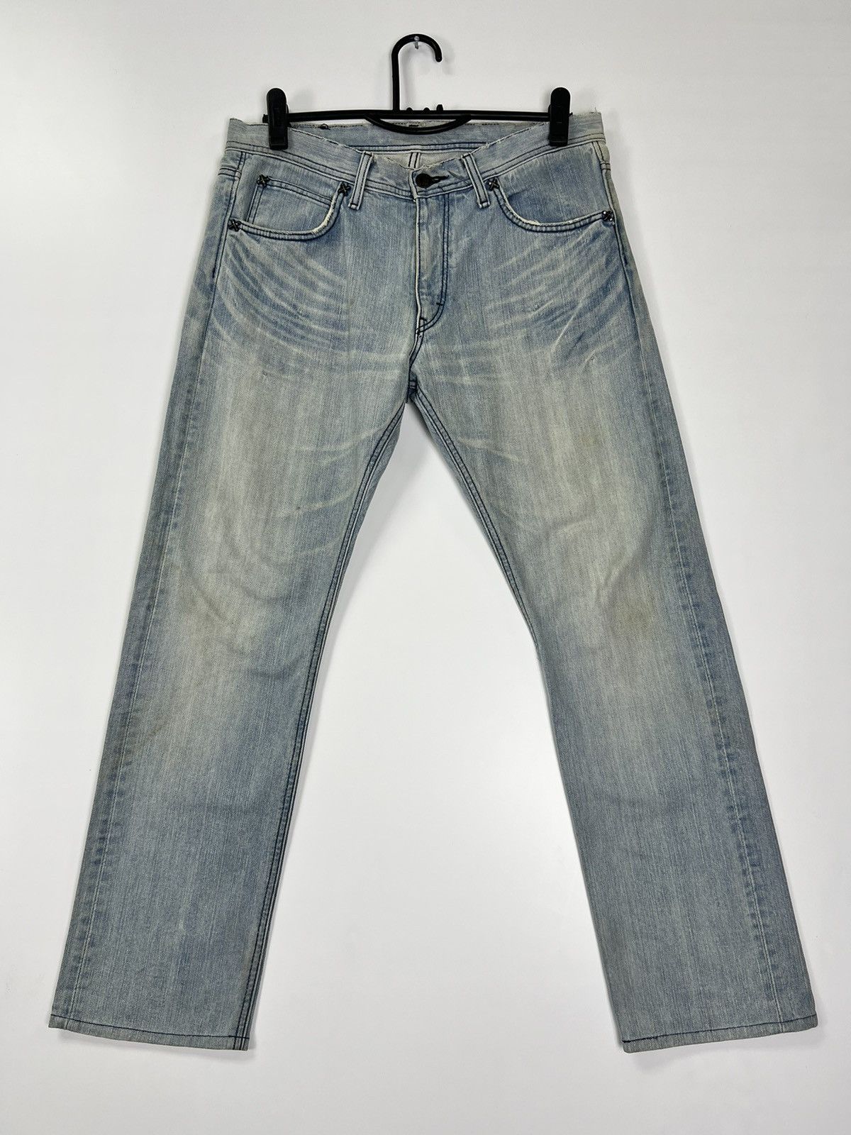 image of Distressed Denim x Lee Vintage Lee Distress Jeans in Light Blue Jeans, Men's (Size 35)