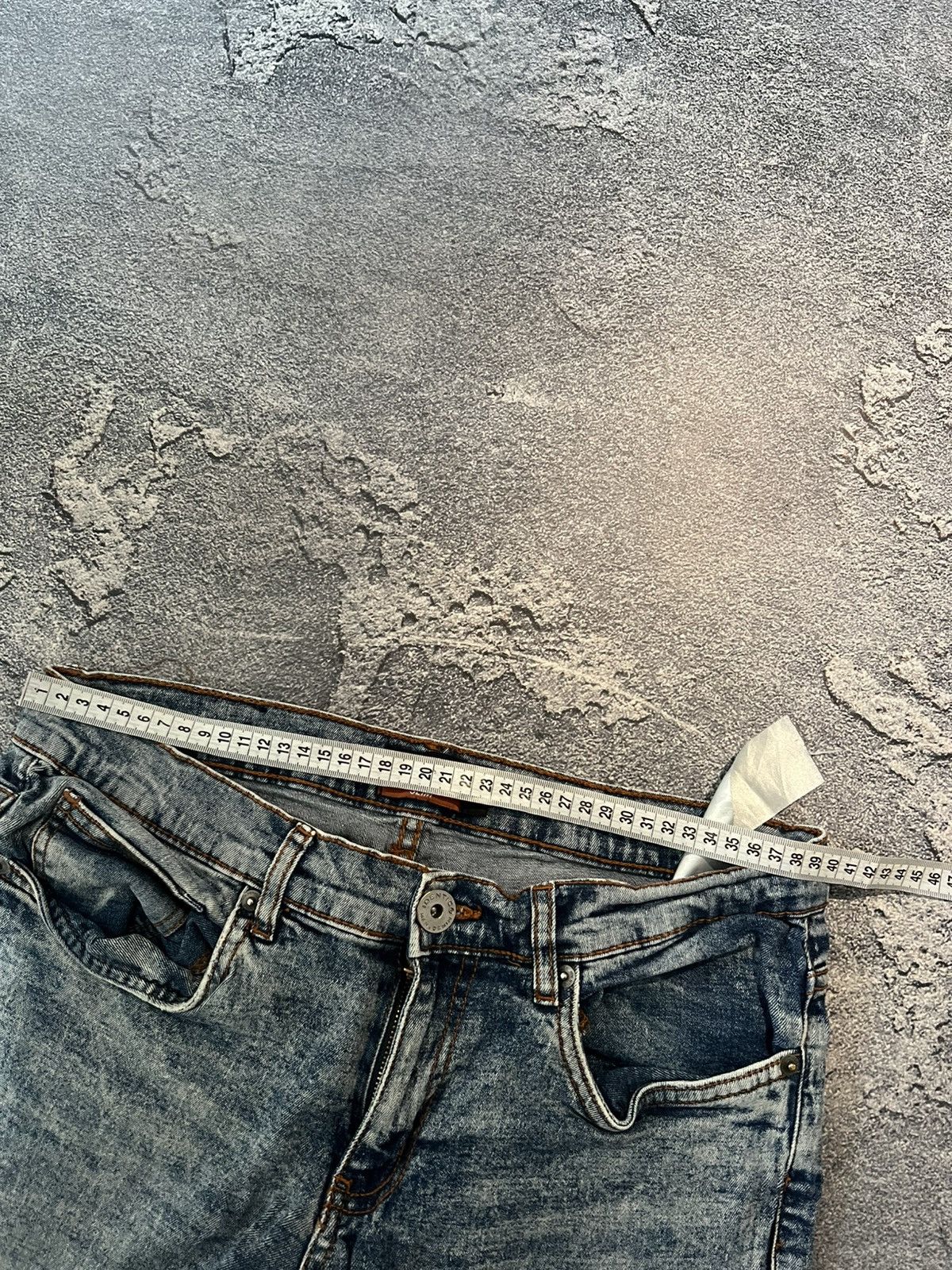 Japanese Brand Destroyed Japanese Washed Blue Vintage Skinny Size US 31 - 8 Thumbnail