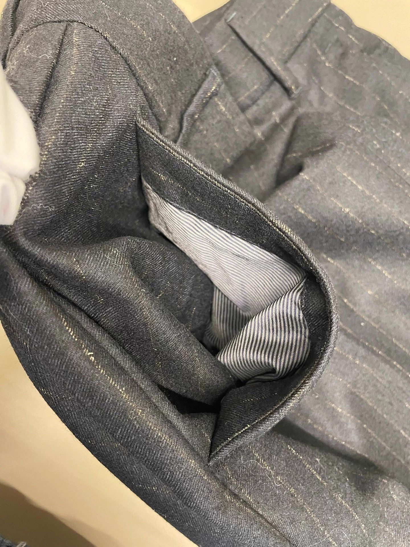 Brunello Cucinelli BC Black Gold Thread Virgin Wool Trousers F34 Size US 34 / EU 50 - 7 Thumbnail