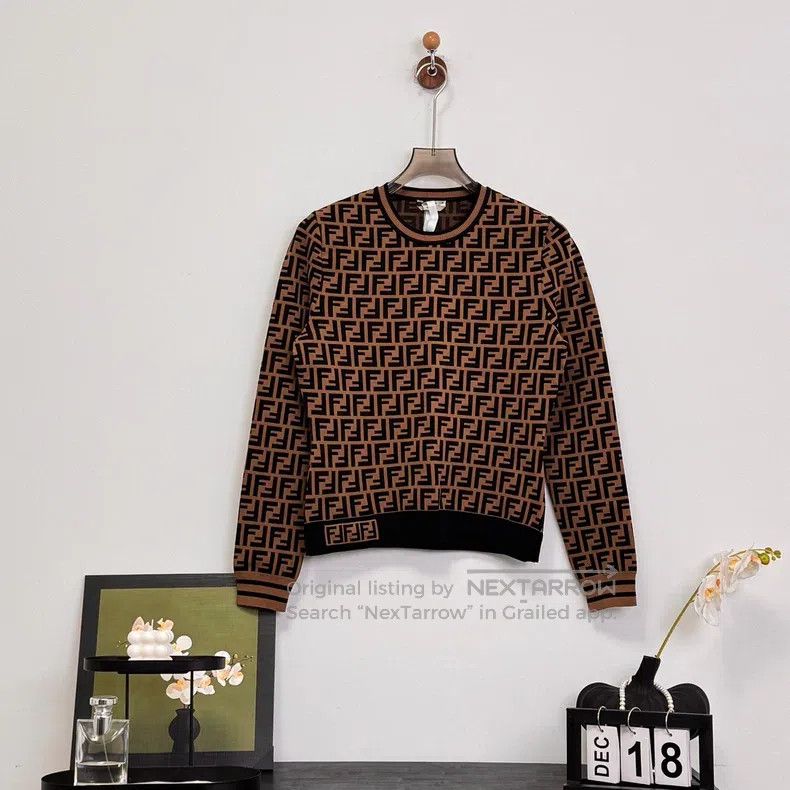 Fendi Fendi Double F Monogram All-Over Knit Top Size M / US 6-8 / IT 42-44 - 1 Thumbnail