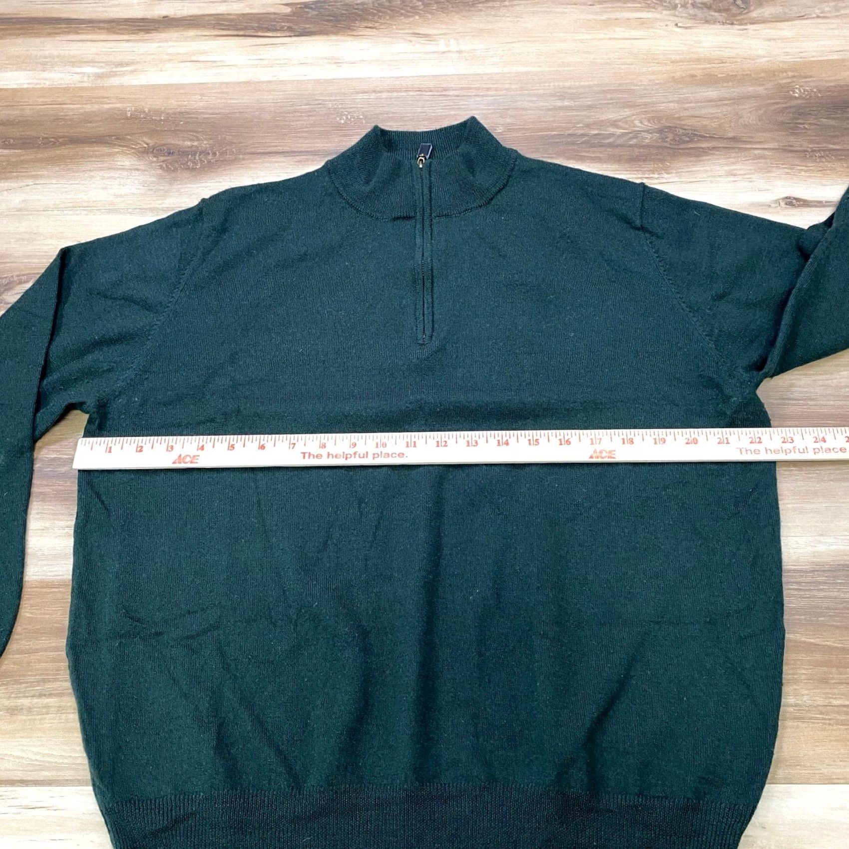 Vintage The Mens Store Bloomingdales Sweater L Green Merino Wool Quarter Zip Pullover Size US L / EU 52-54 / 3 - 5 Thumbnail