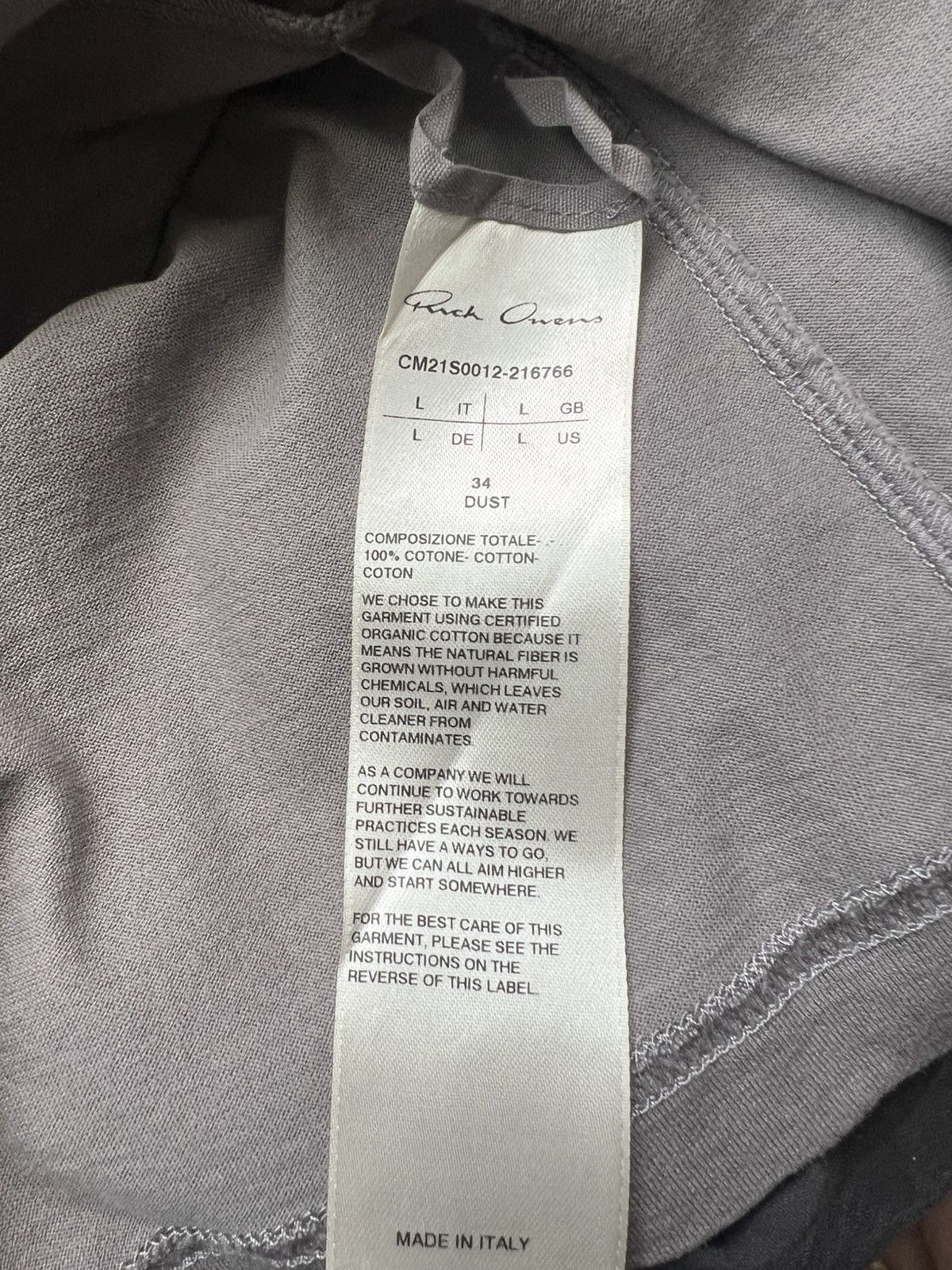 Rick Owens Rick Owens Grey Champion Edition Toga T-Shirt Size US L / EU 52-54 / 3 - 5 Thumbnail