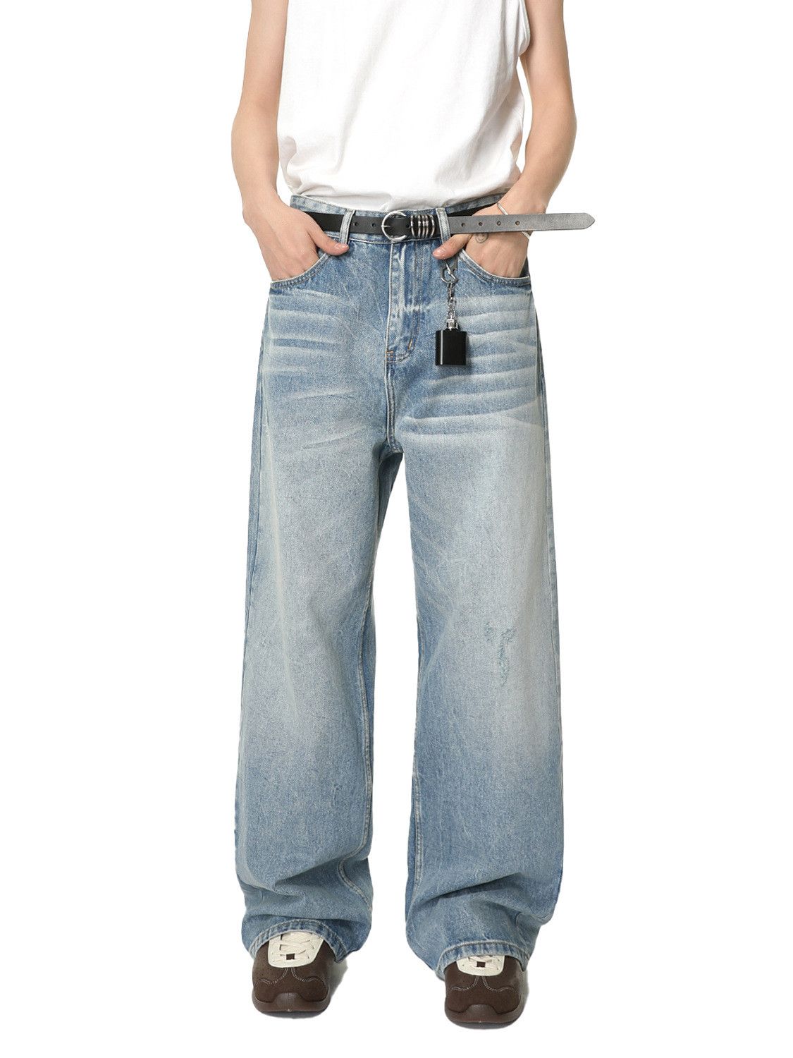 Japanese Brand Men's Japanese Retro Washed Straight Leg Loose Vibe Jeans Size US 32 / EU 48 - 1 Thumbnail
