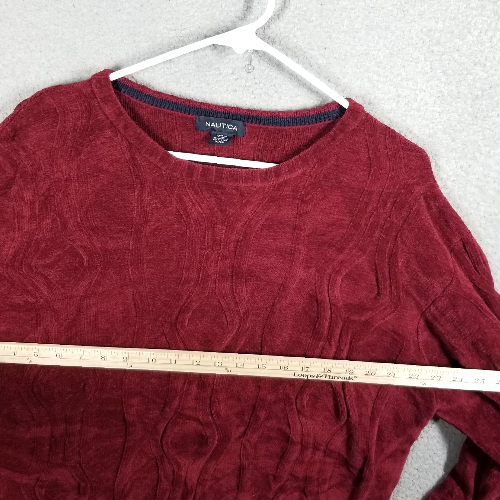 Nautica Nautica Sweater Mens 2XL Red Cable Knit Crewneck Pullover Cotton Blend Casual Mens Size US XXL / EU 58 / 5 - 6 Thumbnail