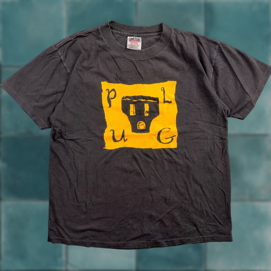 Vintage VINTAGE Oneita T-Shirt Solid Black Cotton 90s Crew Neck Short Sleeve L Men Graphic Print Band Gulp Outlet Size US L / EU 52-54 / 3 - 1 Thumbnail