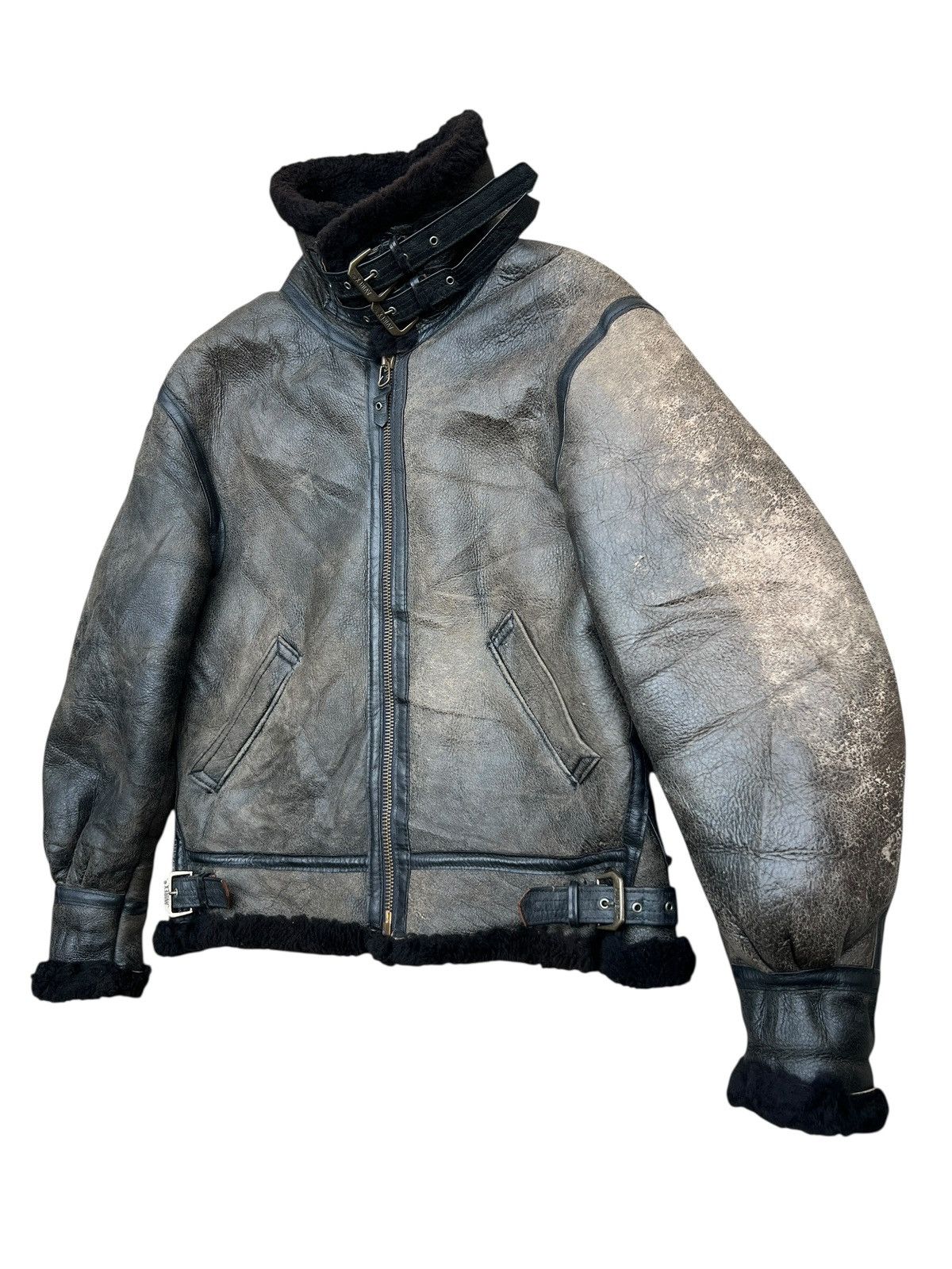 【80s vintage】アビレックス　M フライトジャケット　B3 スコービル Vintage 80s Avirex B3 Scovill Sunfaded Black Leather Jacket