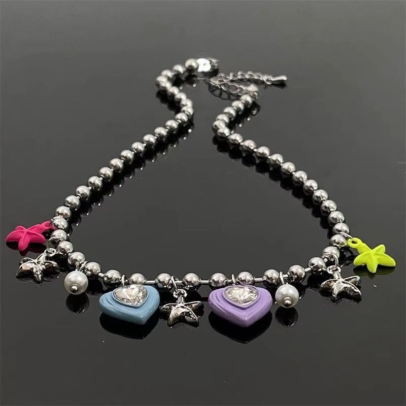 Jewelry Colorful Love Star Pendant Tassel Necklace Size ONE SIZE - 4 Thumbnail