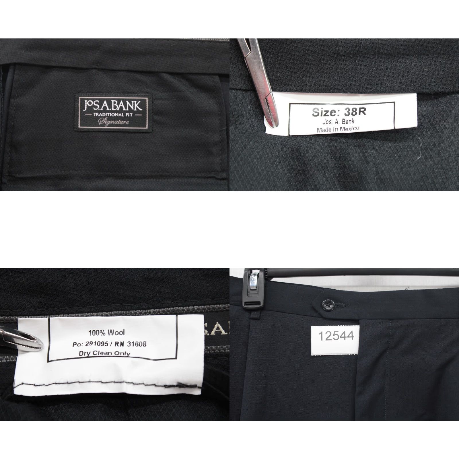 Jos. A. Bank Jos A Bank Pants Mens 38R Black Traditional Dress Wool Pleated Cuffed Preppy Size US 38 / EU 54 - 8 Thumbnail