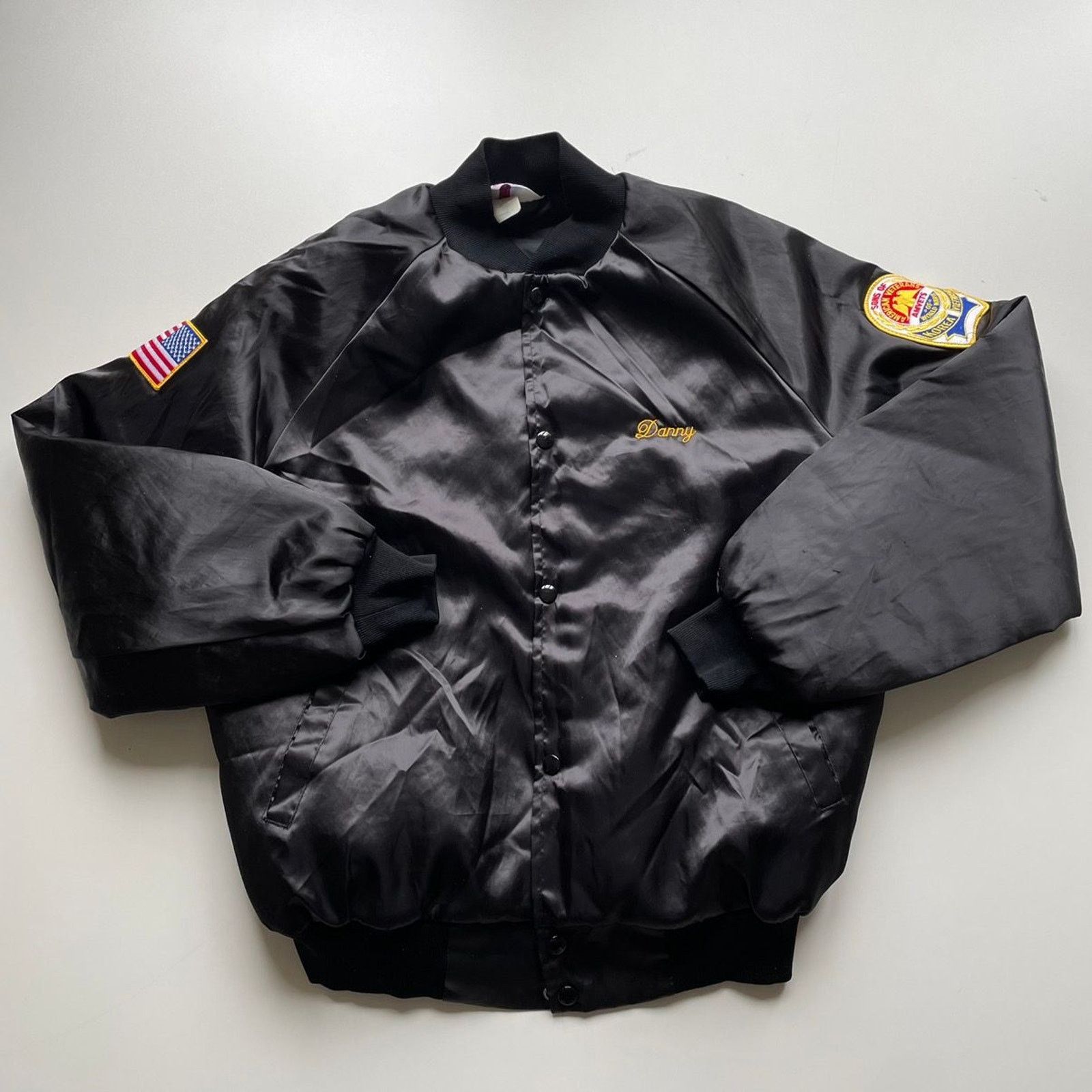 Vintage Vintage 90s American Veterans Embroidered Satin Jacket Large Size US L / EU 52-54 / 3 - 3 Thumbnail