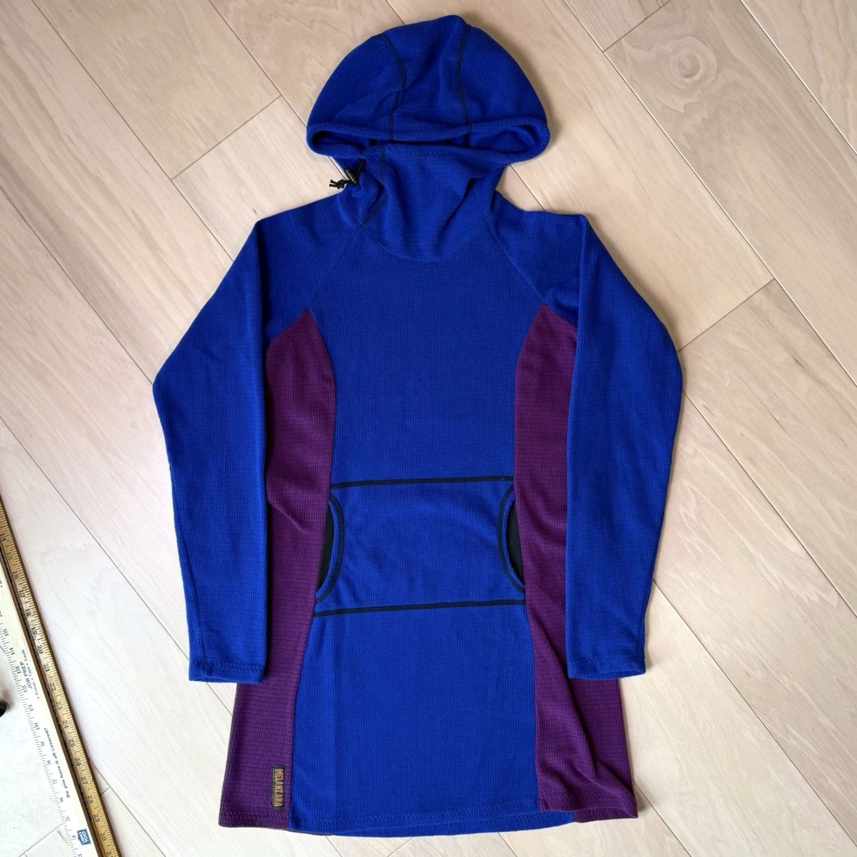 Melanzana Melanzana Micro Grid Hoodie Dress Women's Medium Blue Purple Long Pullover Size M / US 6-8 / IT 42-44 - 3 Thumbnail