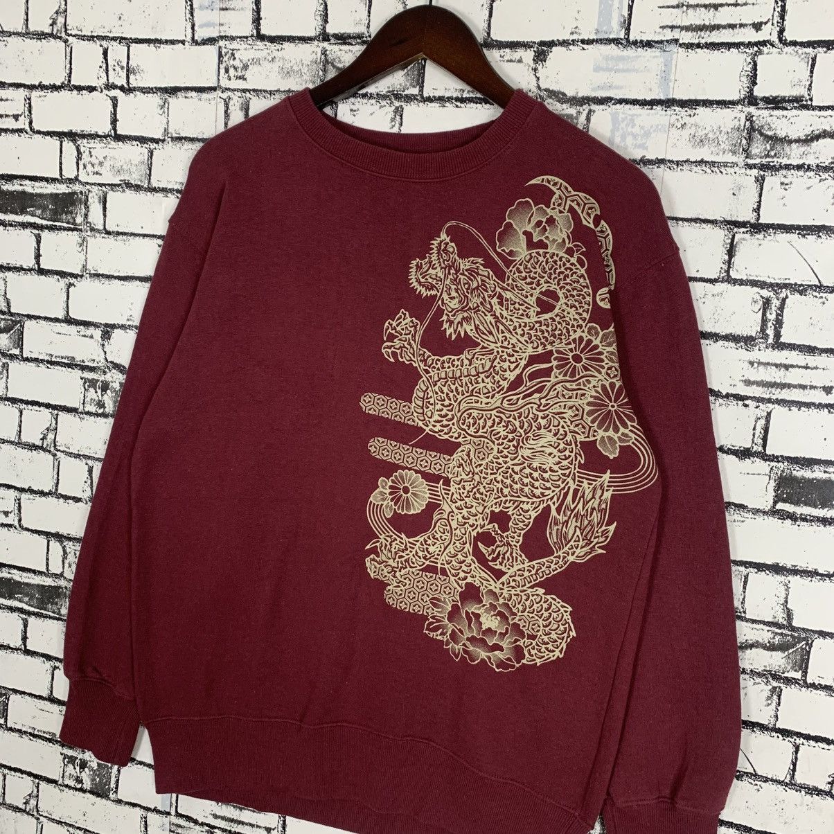 Designer × Vintage OBLO Japanese Dragon Script Sweatshirt Crewneck Size L / US 10 / IT 46 - 3 Thumbnail