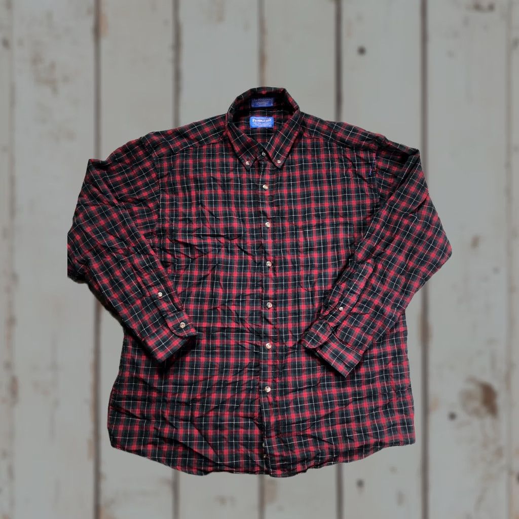 Pendleton VINTAGE Pendleton Shirt Mens XL Red Green Plaid Wool Long Sleeve Button-Down Shirt Size US XL / EU 56 / 4 - 1 Thumbnail