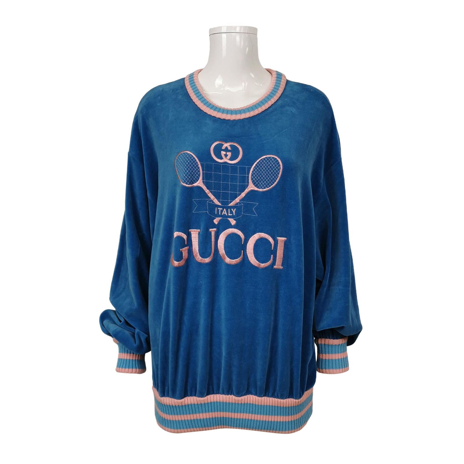 Gucci Gucci Velour Tennis Logo Sweatshirt Size S Size US S / EU 44-46 / 1 - 1 Thumbnail