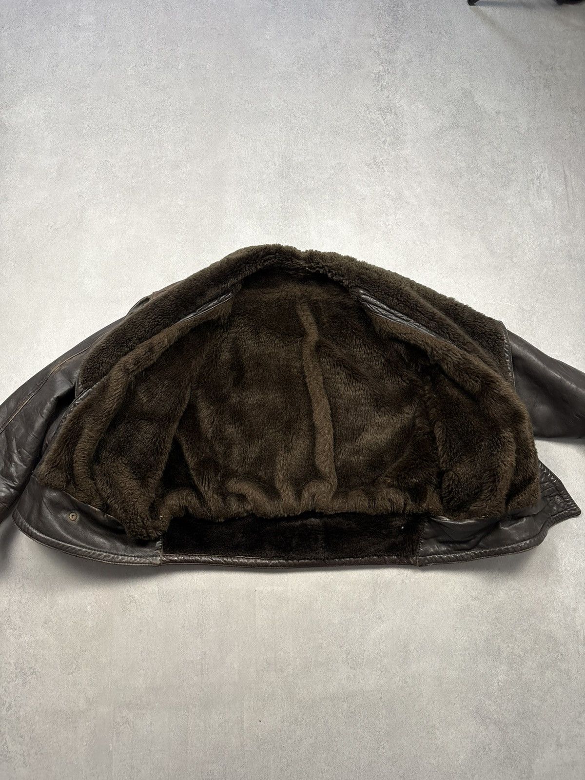 Vintage Vintage Italian Leather Shearling Jacket Aviator Brown Biker Size US M / EU 48-50 / 2 - 12 Thumbnail