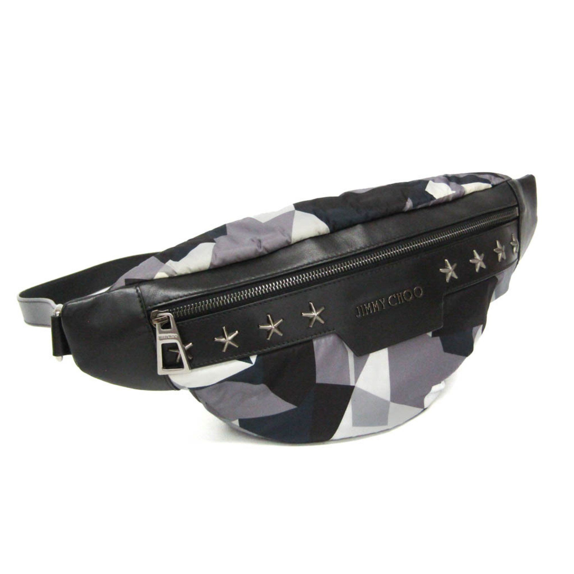Jimmy Choo Jimmy Choo DERRY CNX Star Studs Men,Women Leather,Nylon Studded Fanny Pack,Sling Bag Black,Gray Size ONE SIZE - 1 Thumbnail