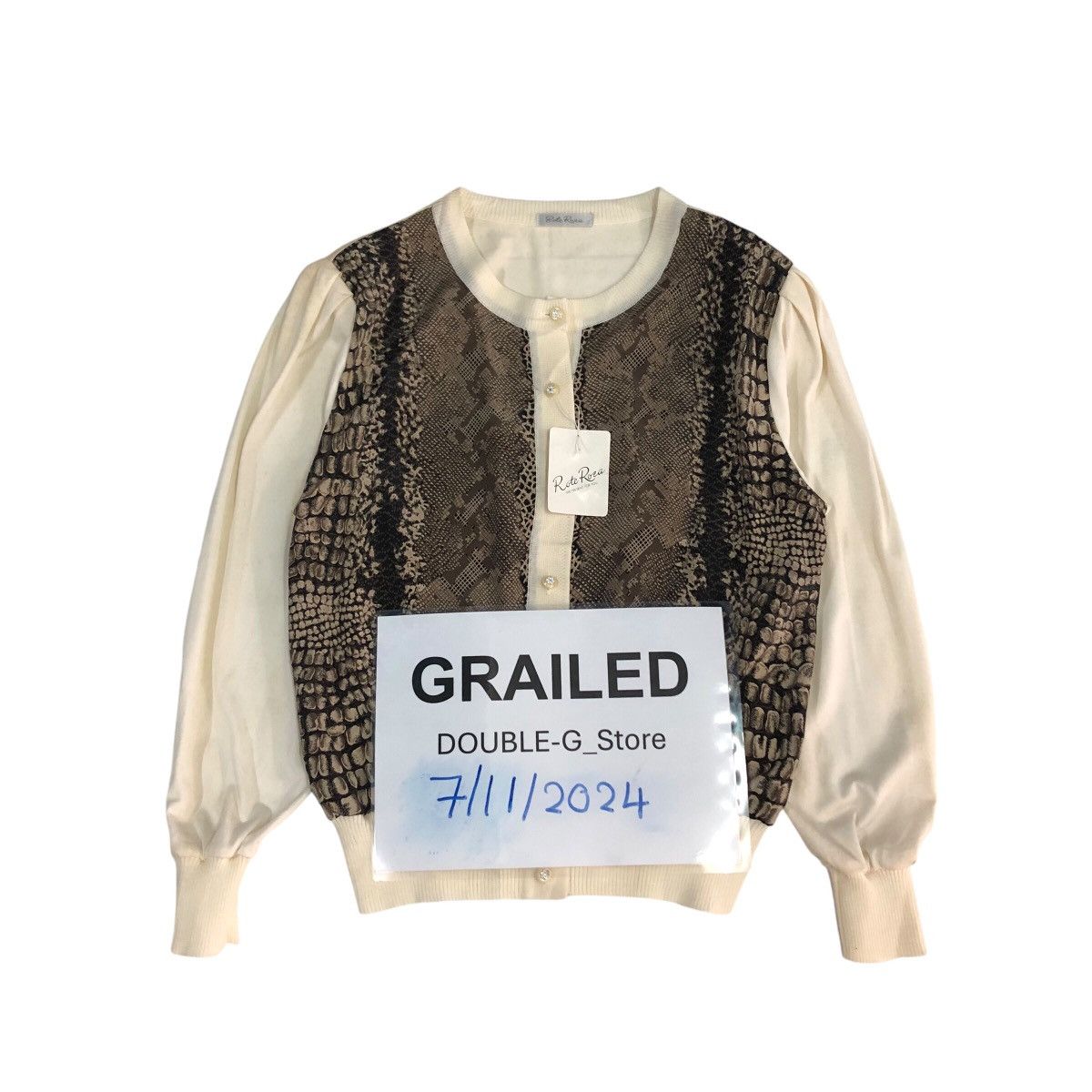 Japanese Brand 📌Vintage Cardigan Button Rote Roza Snake Skin Design Size US M / EU 48-50 / 2 - 1 Thumbnail