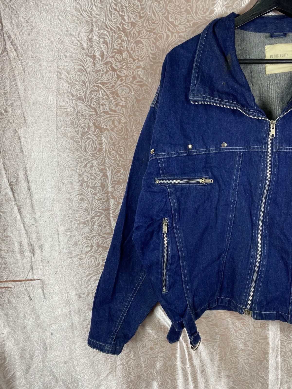Japanese Brand Vintage WORDS WORTH Denim Cropped Jacket Blue Zipper Utility Size M / US 6-8 / IT 42-44 - 7 Thumbnail