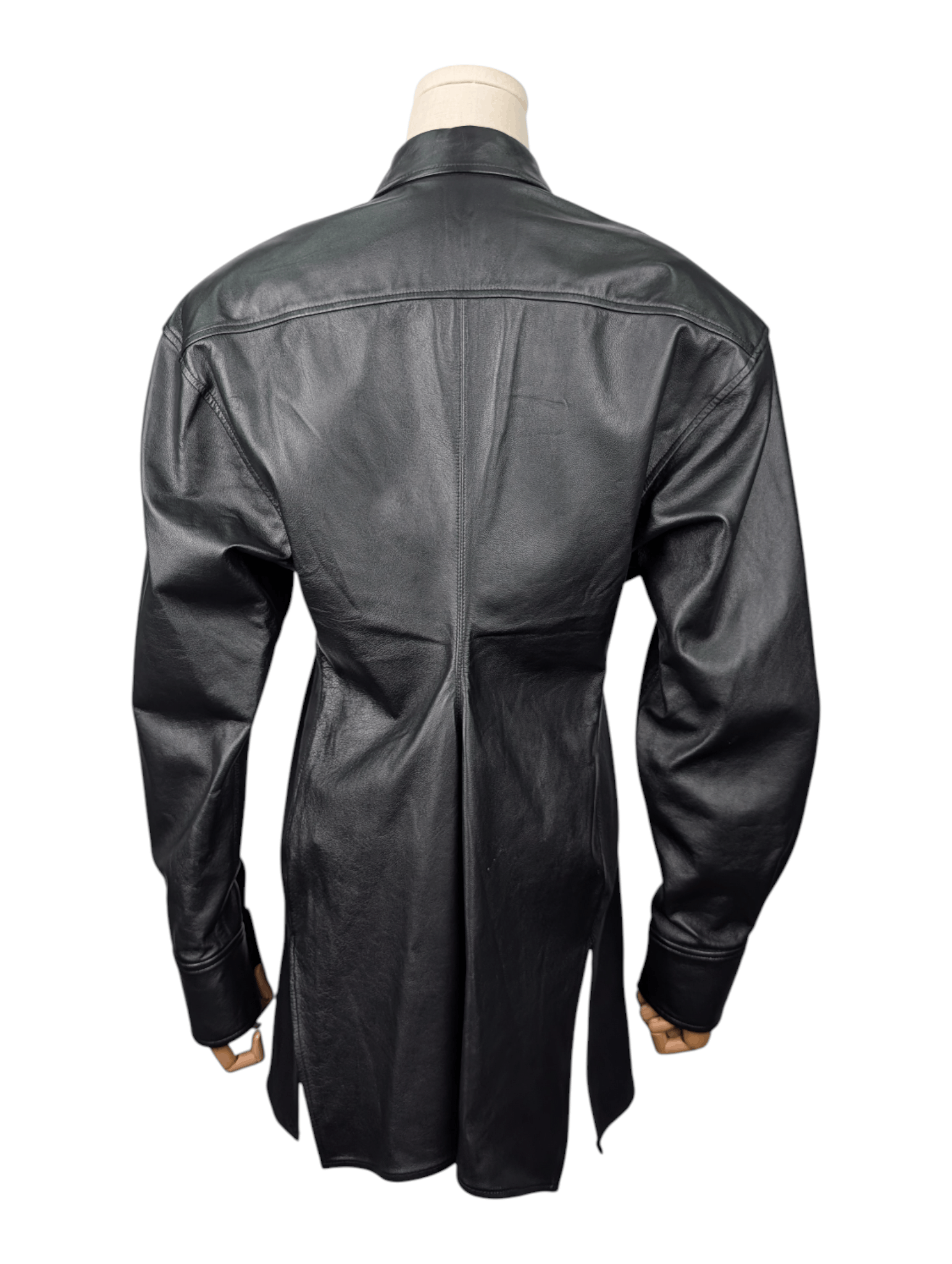Alexander Wang Black Ruched Lambskin Leather Shirt Jacket Size XS / US 0-2 / IT 36-38 - 2 Thumbnail
