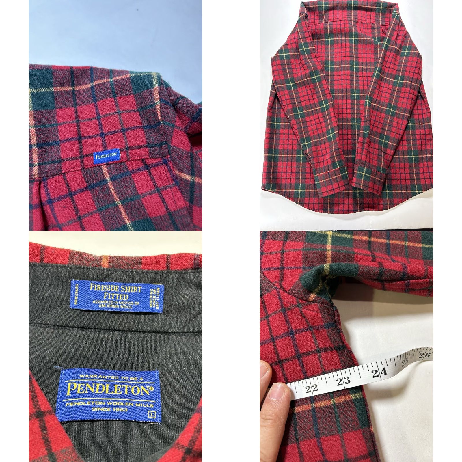 Pendleton VINTAGE Pendleton Plaid Fireside Shirt Button Down Flannel Large Red Green Wool Mens Size US L / EU 52-54 / 3 - 9 Thumbnail