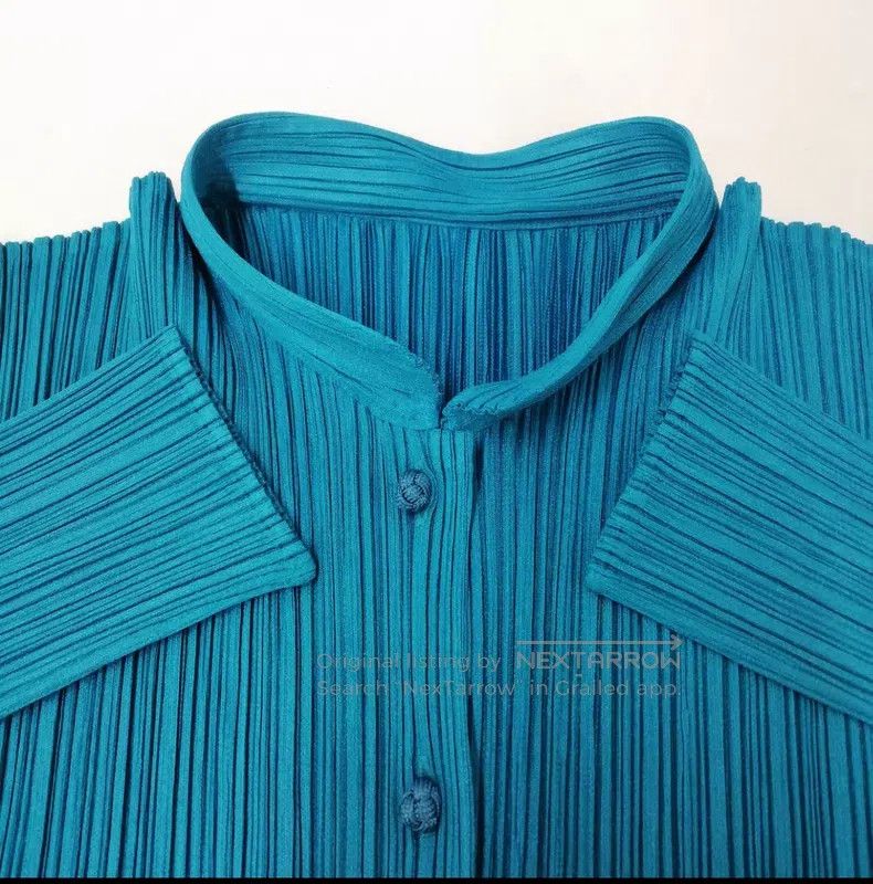 Issey Miyake Issey Miyake Peacock Blue Frog Button Mini Coat Size XL / US 12-14 / IT 48-50 - 3 Thumbnail