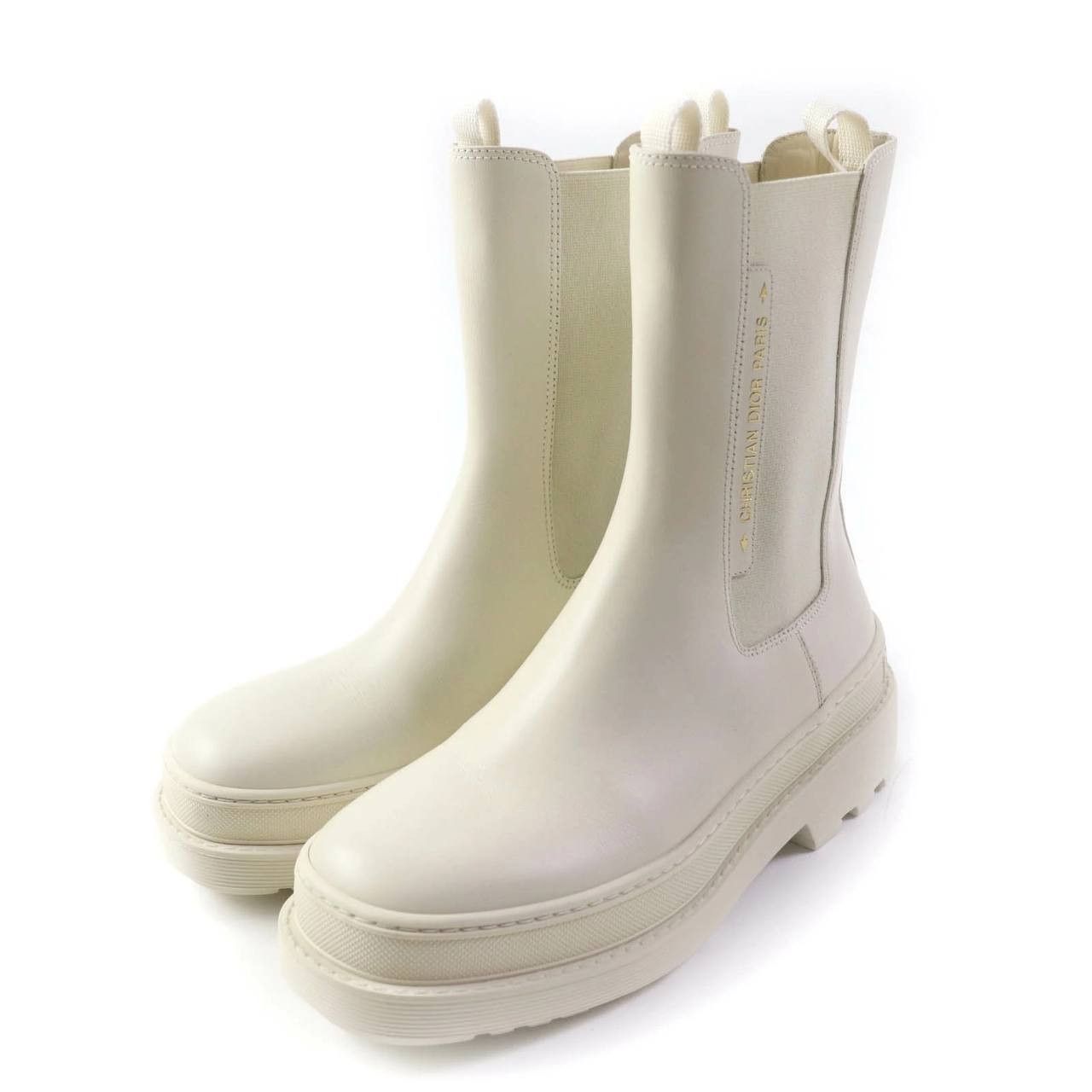 Dior Dior White Chelsea Leather Ankle Boots Size US 7 / IT 37 - 1 Thumbnail