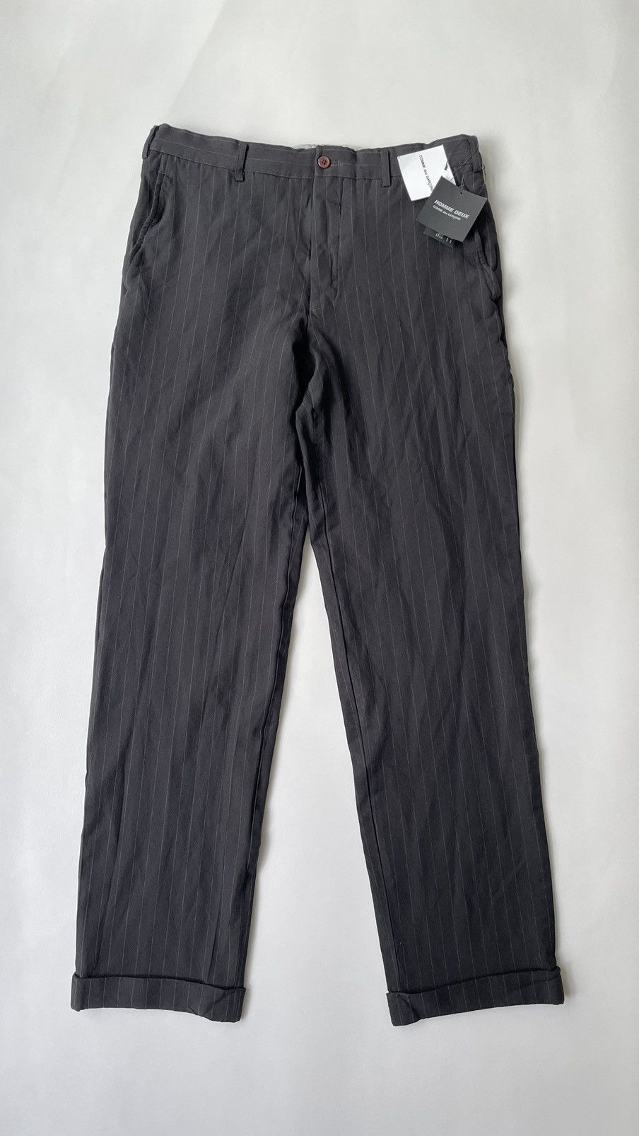 Comme des Garcons Black/Grey Pinstripe Tech Twill Trousers Size US 32 / EU 48 - 14 Thumbnail