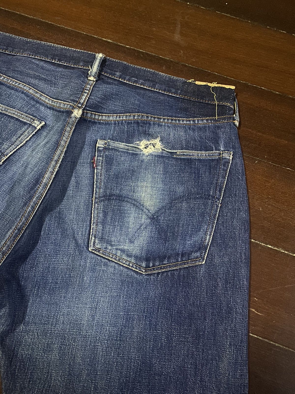 Orslow FIRE🔥 Vintage fullcount distressed wide leg selvedge denim Size US 36 / EU 52 - 19 Thumbnail