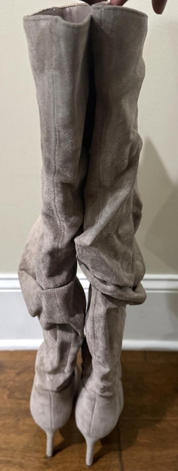 Other UNILADY Knee High Boots Stiletto Heels Pointed Toe Taupe Size US 6.5 / IT 36.5 - 4 Thumbnail