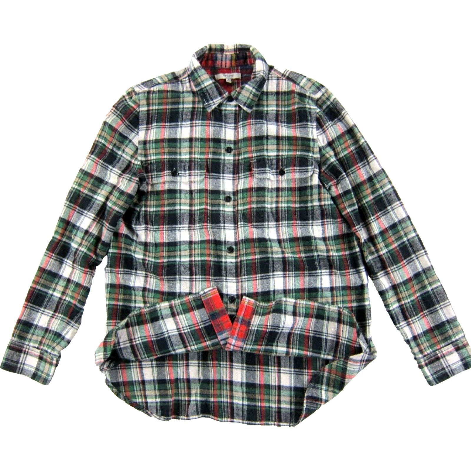 Madewell Madewell 100% Cotton Green Red Flannel Long Sleeve Button Up Blouse Woman Small Size S / US 4 / IT 40 - 5 Thumbnail