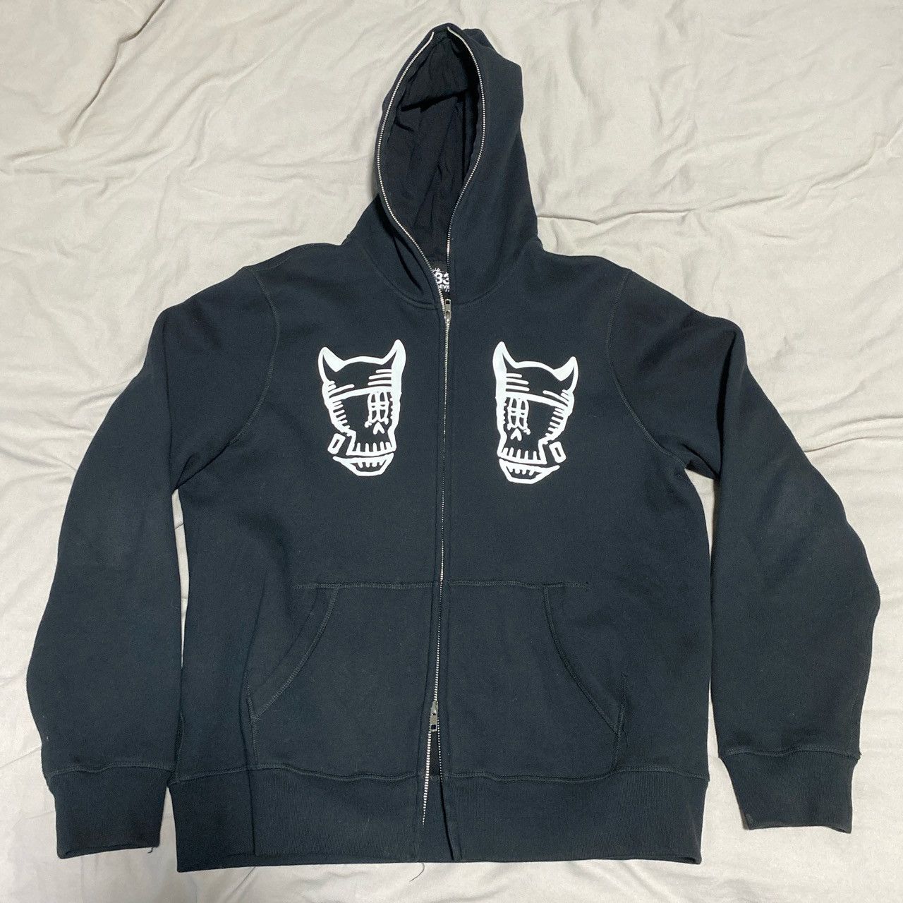 image of Half Evil x Kodone Full Zip Hoodie in Black, Men's (Size 2XL)