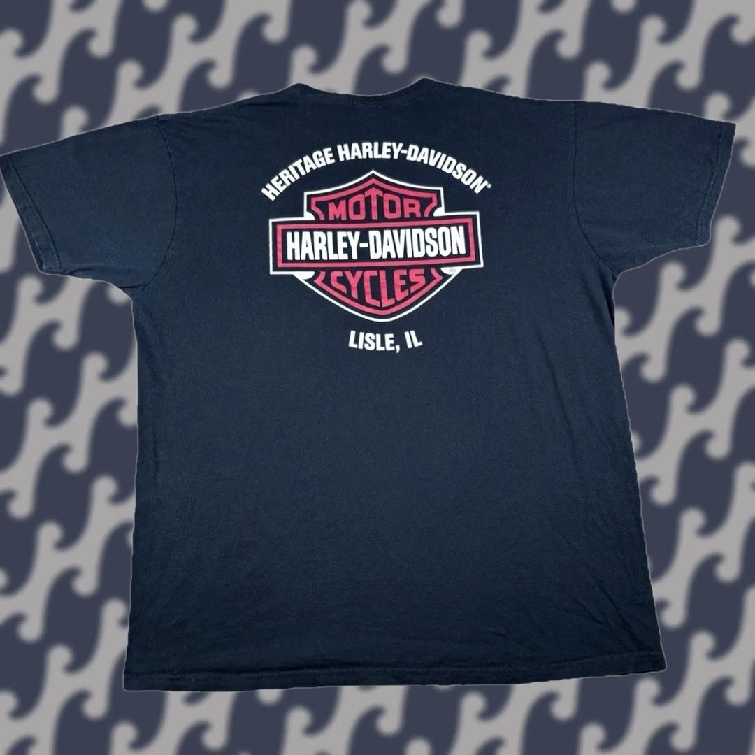 Harley Davidson Y2K Harley-Davidson Shirt Mens 2XL Black Short Sleeve Double-Sided Lisle IL Shirt Graphic Print Logo T-Shirt Men Biker Motorcycle Size US XXL / EU 58 / 5 - 1 Thumbnail