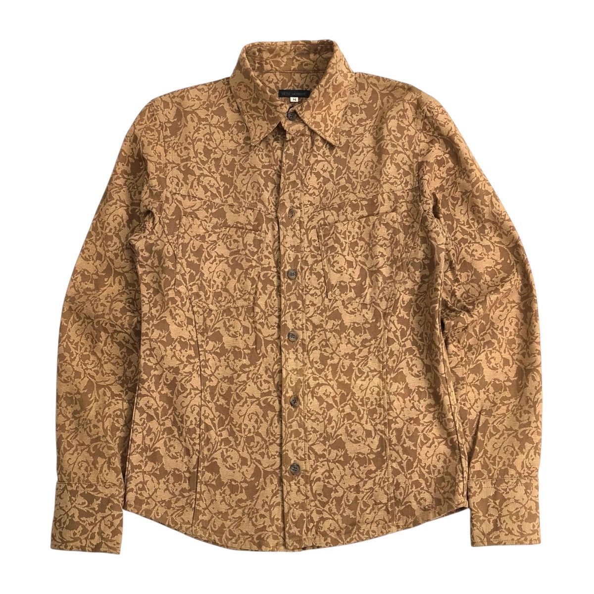 Issey Miyake × Japanese Brand × Tete Homme 1990s Tete Homme Issey Miyake Double Pocket Florals Shirt Size US M / EU 48-50 / 2 - 1 Thumbnail