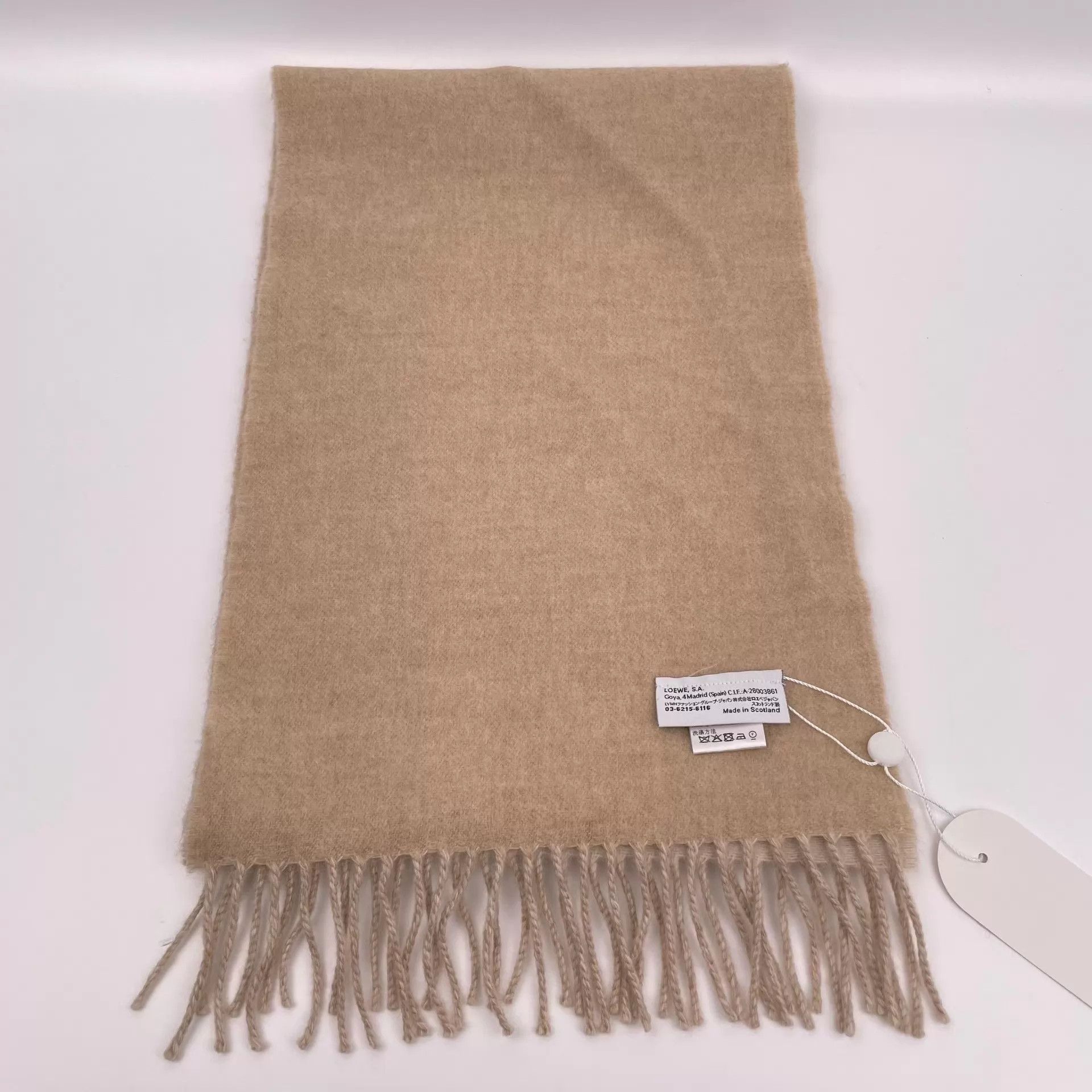 Loewe LOEWE Camel Cashmere Double-Faced Scarf 180x40cm Size ONE SIZE - 3 Thumbnail