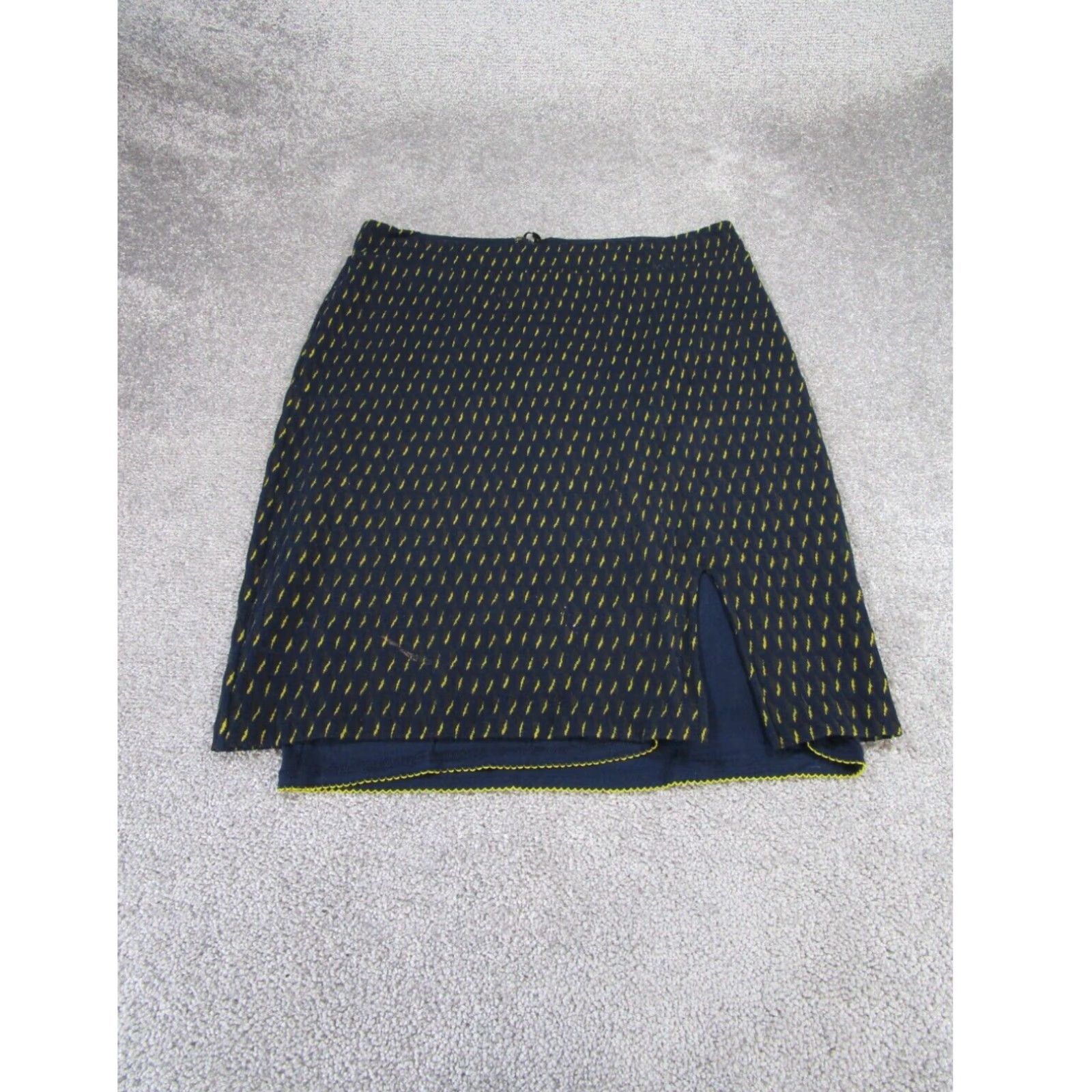 Anthropologie Maeve By Anthropologie Womens Skirt Navy Blue Yellow 14 Straight Size 36" / US 14 / IT 50 - 1 Thumbnail