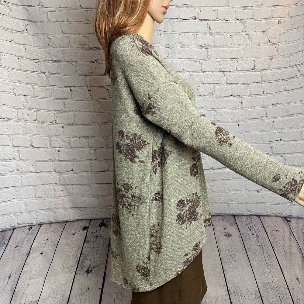 Other Lush Sparkle Floral Sweater Tunic With Back Sheer Panel Siz Size L / US 10 / IT 46 - 3 Thumbnail