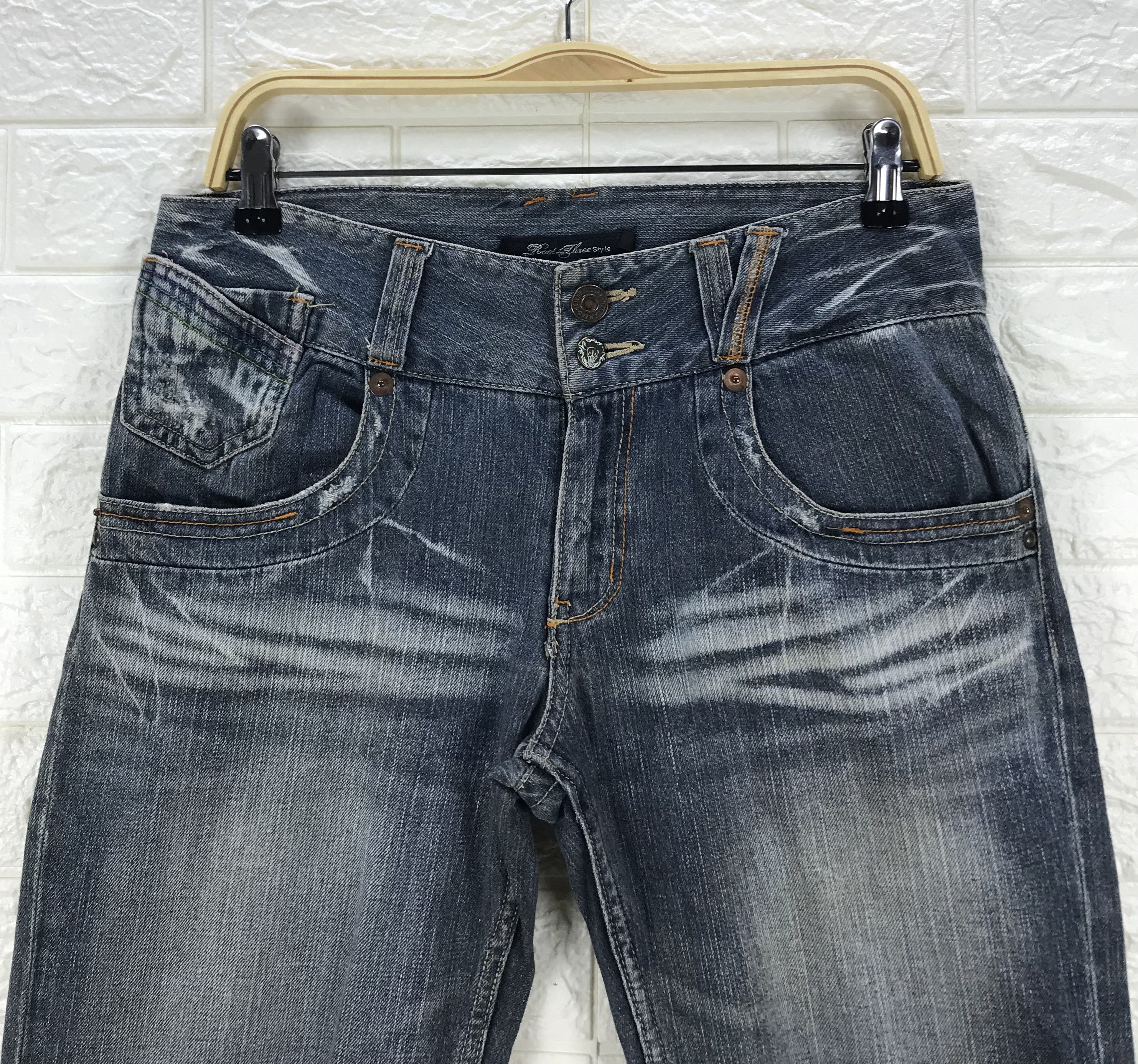 Japanese Brand Vintage Root Three Buckle Back Flare Jeans Size US 32 / EU 48 - 6 Thumbnail