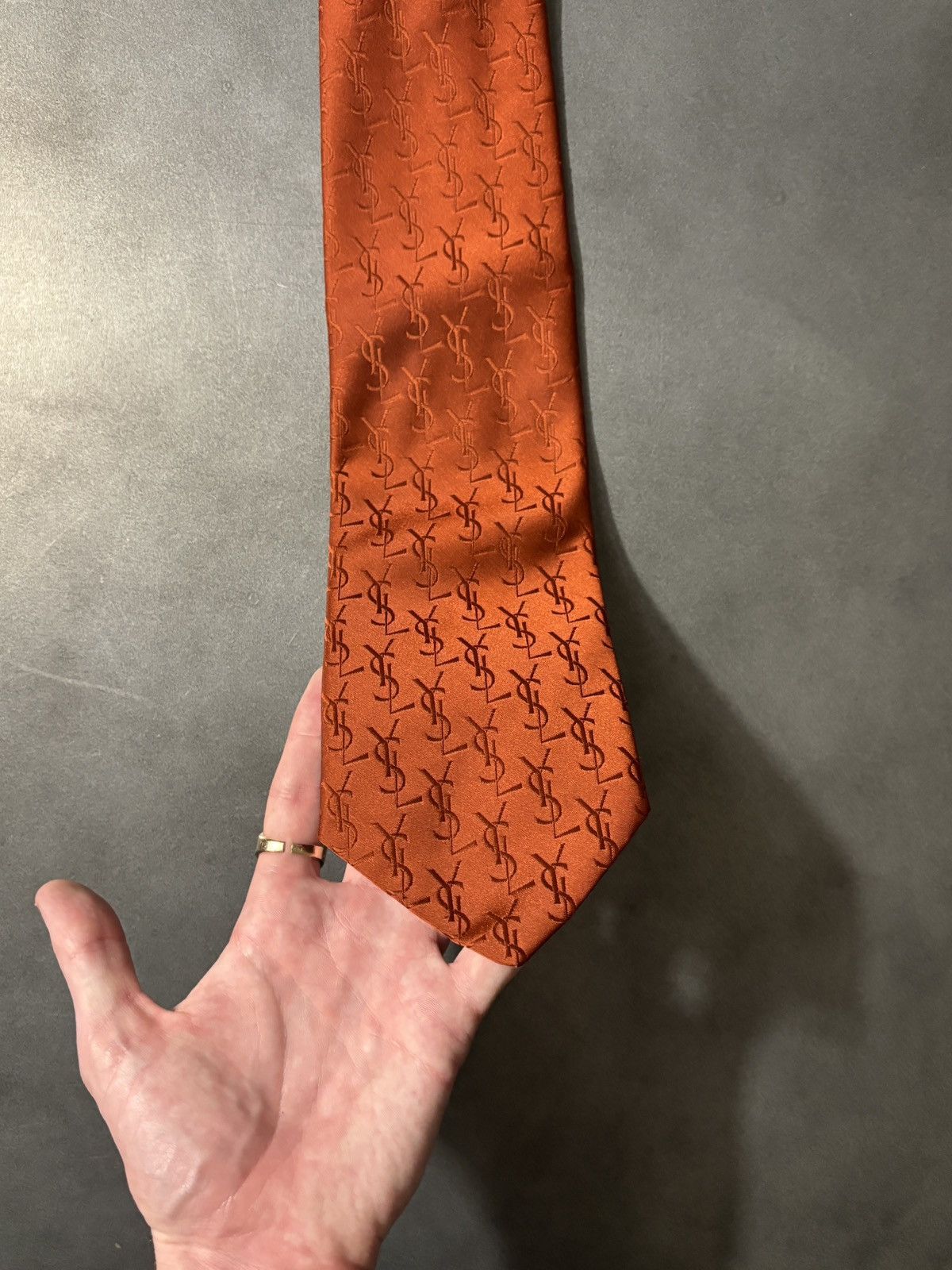 Yves Saint Laurent Vintage YSL Monogram Tie Necktie 1970s Yves Saint Laurent Size ONE SIZE - 9 Thumbnail